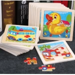 11X11CM Kids Wooden Puzzle Cartoon Animal Traffic Tangram Wood Puzzle Toys Educational Jigsaw Toys for Children GiftS