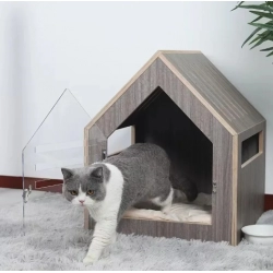Modern Dog and Cat House with Acrylic Door and Mattress Pet Furniture Indoor Dog House Kennel Wood House for Dogs
